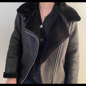 Zara Black Faux Fur Biker Coat